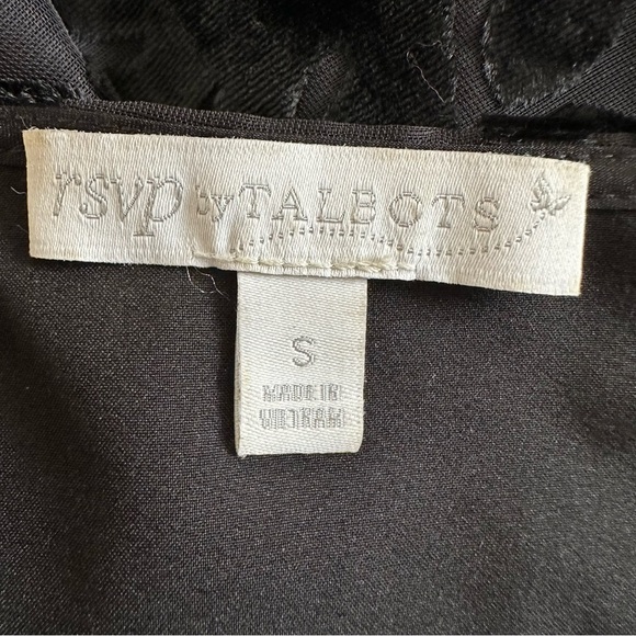 Talbots black velvet paisley burnout top with sheer arms Small - Picture 12 of 13